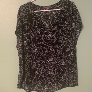Vince Camuto Black and White Floral Blouse